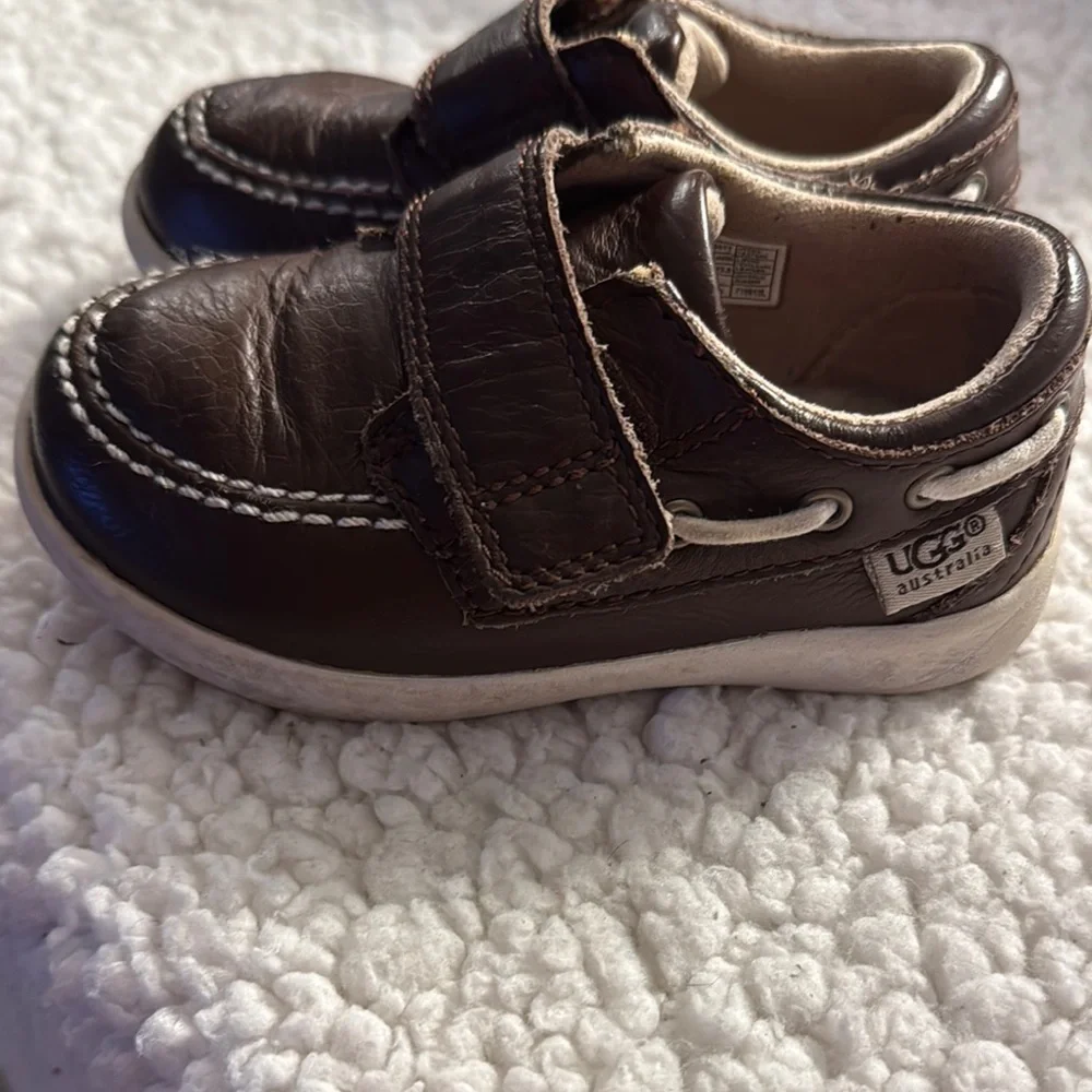 UGG Brown Moccasin Baby Shoes with Velcro Closure